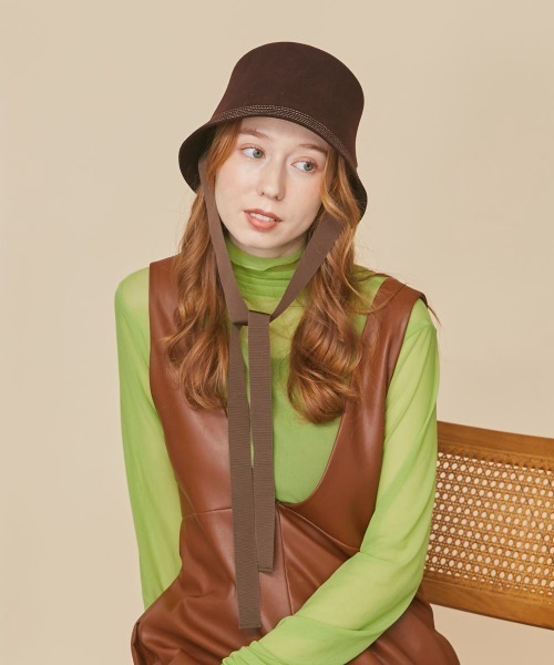 kaorinomori（カオリノモリ）の「kaorinomori カレルハット（ハット・レディース・ダークグリーン/ブラウン・M/57.5cm）」の5枚目の写真