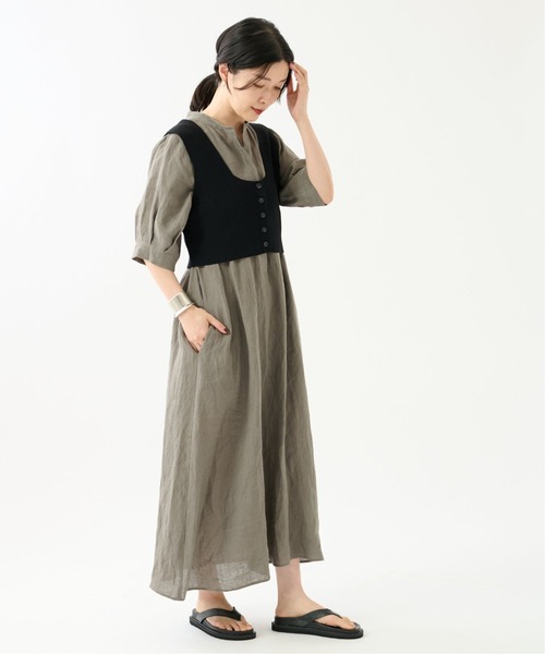 journal standard L'essage（ジャーナルスタンダードレサージュ）の「コットンナイロンビスチェ（ベスト・レディース・ブラック/ブラウン・FREE）」の4枚目の写真