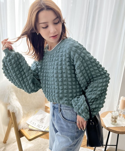 classicalelf（クラシカルエルフ）の「春まで使えるきゅんきゅんNo1.ぽこぽこポップコーンジャガードプルオーバー（Tシャツ/カットソー・レディース・ブラック/ブラウン/アイボリー/ブルー・SMALL/MEDIUM/LARGE/X-LARGE）」の17枚目の写真