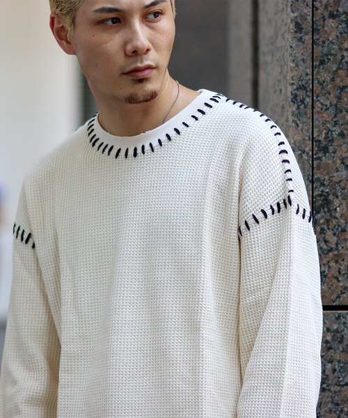 JOINT WORKS（ジョイントワークス）の「CRAFT WAFFLE LS / クラフトワッフルロングスリーブ（Tシャツ/カットソー・メンズ・ブラック/アイボリー・MEDIUM/LARGE）」の2枚目の写真