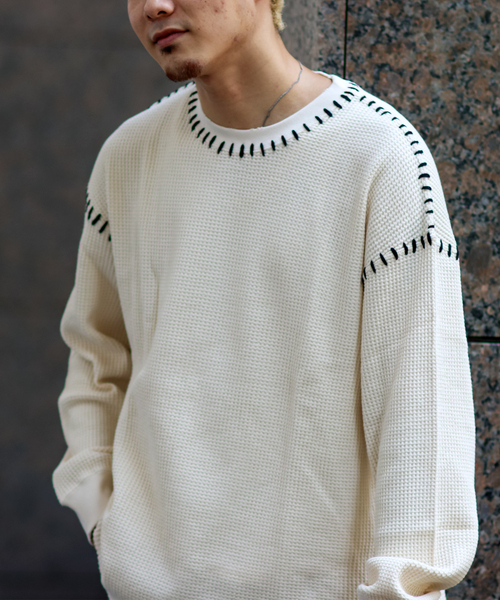 JOINT WORKS（ジョイントワークス）の「CRAFT WAFFLE LS / クラフトワッフルロングスリーブ（Tシャツ/カットソー・メンズ・ブラック/アイボリー・MEDIUM/LARGE）」の6枚目の写真