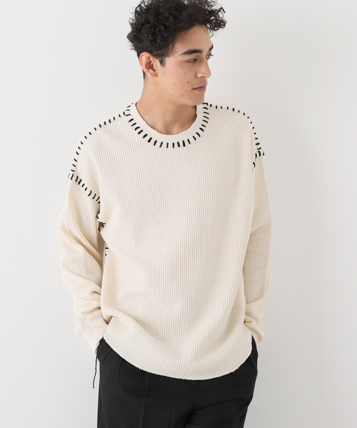 JOINT WORKS（ジョイントワークス）の「CRAFT WAFFLE LS / クラフトワッフルロングスリーブ（Tシャツ/カットソー・メンズ・ブラック/アイボリー・MEDIUM/LARGE）」の5枚目の写真