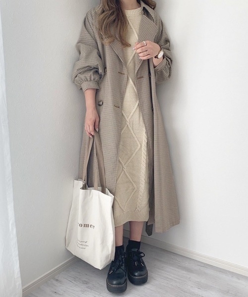 chocomee（チョコミー）の「chocomeeトレンチ【チェック】（トレンチコート・レディース・ブラウン・ONESIZE）」の7枚目の写真