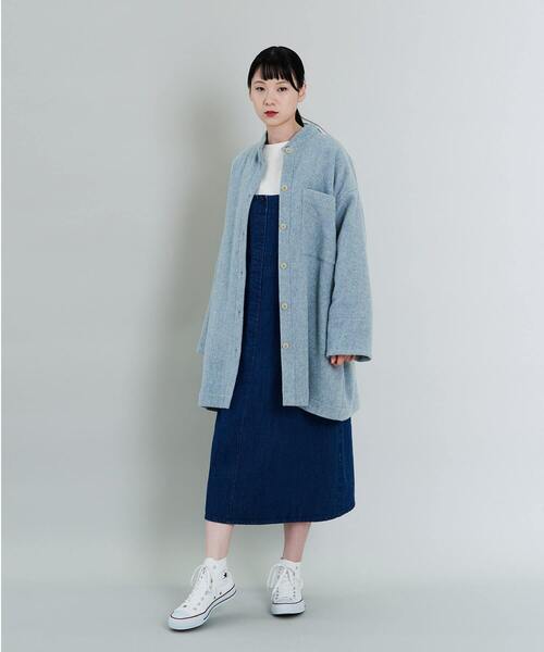 conges payes ADIEU TRISTESSE（コンジェ ペイエ アデュートリステス）の「ウール混モッサカバーオール（その他アウター・レディース・ブルー/ベージュ・38）」の9枚目の写真