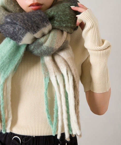 SpRay（スプレイ）の「起毛チェックストール（ストール/ショール・レディース・イエロー/グリーン・FREE）」の10枚目の写真