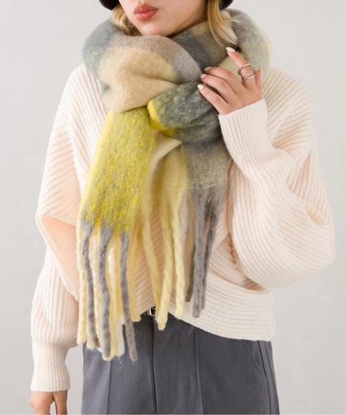 SpRay（スプレイ）の「起毛チェックストール（ストール/ショール・レディース・イエロー/グリーン・FREE）」の8枚目の写真