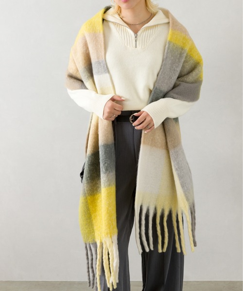 SpRay（スプレイ）の「起毛チェックストール（ストール/ショール・レディース・イエロー/グリーン・FREE）」の6枚目の写真