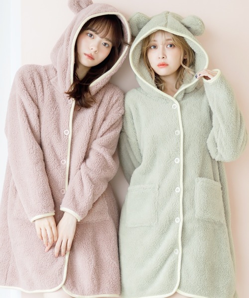 Dita（ディータ）の「ぷっくり耳付き。もこもこくま耳カーディガン（ルームウェア/パジャマ・レディース・ミント/アイボリー/アッシュグレー/スモークピンク/グレイッシュブルー/アッシュブラウン/ピンク/サックスブルー・FREE）」の16枚目の写真