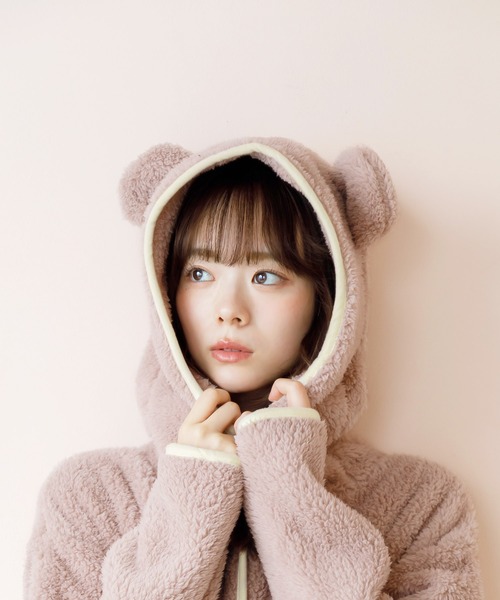 Dita（ディータ）の「ぷっくり耳付き。もこもこくま耳カーディガン（ルームウェア/パジャマ・レディース・ミント/アイボリー/アッシュグレー/スモークピンク/グレイッシュブルー/アッシュブラウン/ピンク/サックスブルー・FREE）」の18枚目の写真