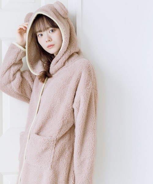 Dita（ディータ）の「ぷっくり耳付き。もこもこくま耳カーディガン（ルームウェア/パジャマ・レディース・ミント/アイボリー/アッシュグレー/スモークピンク/グレイッシュブルー/アッシュブラウン/ピンク/サックスブルー・FREE）」の20枚目の写真