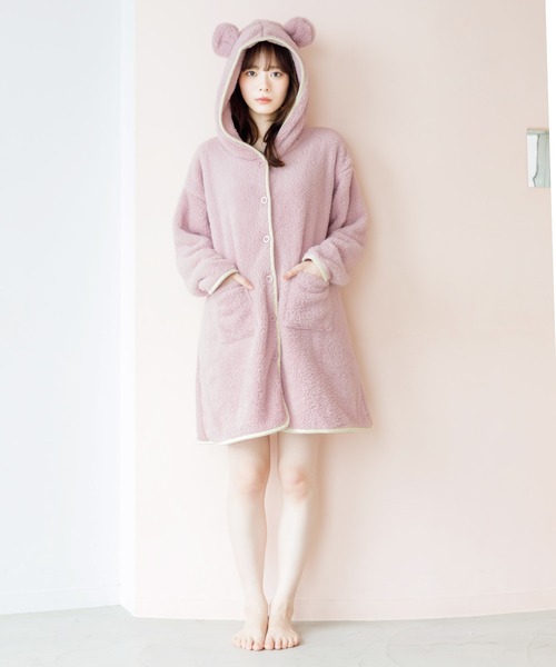 セール】ぷっくり耳付き。もこもこくま耳カーディガン（ルームウェア