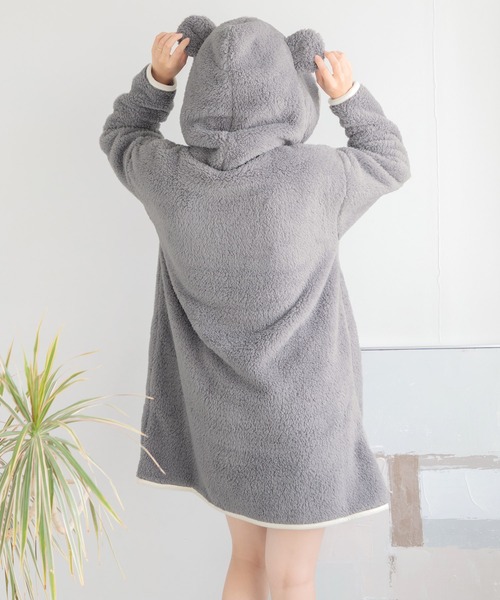 Dita（ディータ）の「ぷっくり耳付き。もこもこくま耳カーディガン（ルームウェア/パジャマ・レディース・ミント/アイボリー/アッシュグレー/スモークピンク/グレイッシュブルー/アッシュブラウン/ピンク/サックスブルー・FREE）」の11枚目の写真