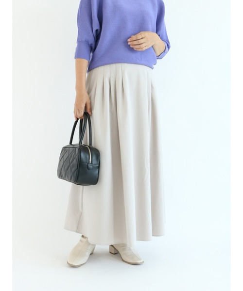 Te chichi TERRASSE（テチチテラス）の「【イージーケア&ストレッチ】タックロングスカート（スカート・レディース・ブラック/パープル/グレー/グリーン・ﾌﾘ-）」の3枚目の写真