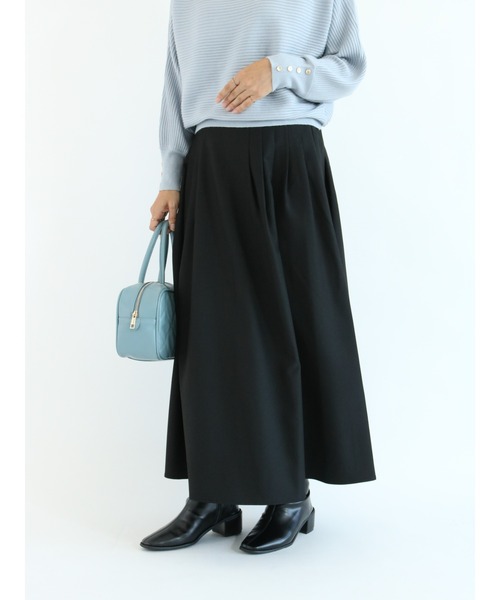 Te chichi TERRASSE（テチチテラス）の「【イージーケア&ストレッチ】タックロングスカート（スカート・レディース・ブラック/パープル/グレー/グリーン・ﾌﾘ-）」の2枚目の写真