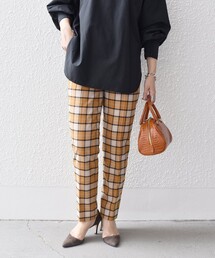 *〈手洗い可能〉チェッククロップドスティックパンツ◆