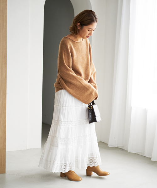 Plage レーススカートAntique like lace ホワイト38 plage（プラージュ）の「Antique like lace スカート（スカート