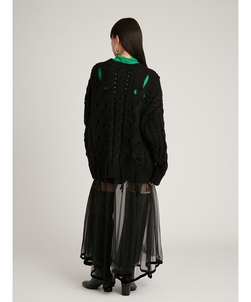 SNIDEL（スナイデル）の「メッシュオーバーニットプルオーバー（ニット/セーター・レディース・ライム/ブラック/オフホワイト・FREE）」の12枚目の写真