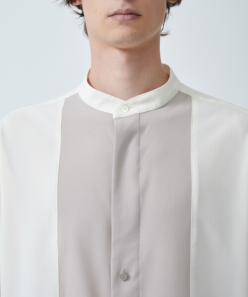 CITY TOKYO(シティトウキョウ)の「【洗える/シワ防止】LANAライクデザインシャツ リラックスフィット/異素材切り替えデザイン(シャツ/ブラウス・メンズ・グレイッシュベージュ/ブラック/ブルー・1/3/2)」の7枚目の写真