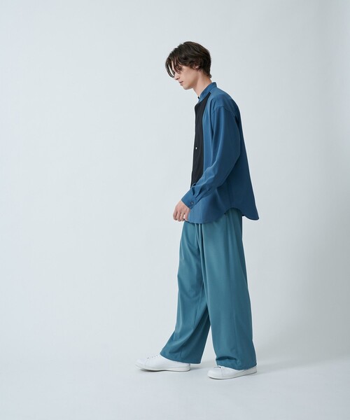 CITY TOKYO(シティトウキョウ)の「【洗える/シワ防止】LANAライクデザインシャツ リラックスフィット/異素材切り替えデザイン(シャツ/ブラウス・メンズ・グレイッシュベージュ/ブラック/ブルー・1/3/2)」の17枚目の写真