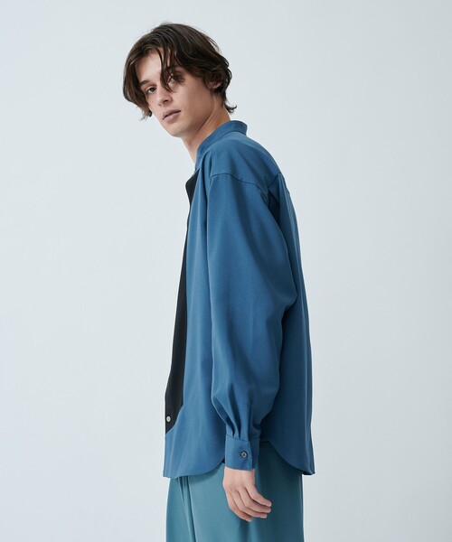 CITY TOKYO(シティトウキョウ)の「【洗える/シワ防止】LANAライクデザインシャツ リラックスフィット/異素材切り替えデザイン(シャツ/ブラウス・メンズ・グレイッシュベージュ/ブラック/ブルー・1/3/2)」の8枚目の写真