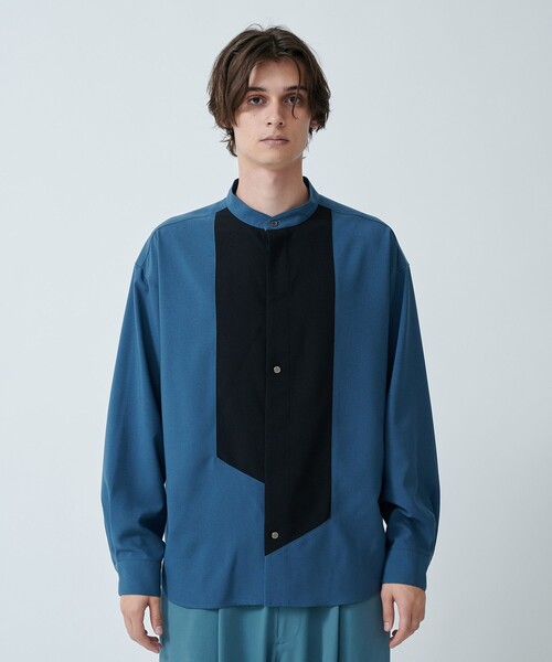 CITY TOKYO(シティトウキョウ)の「【洗える/シワ防止】LANAライクデザインシャツ リラックスフィット/異素材切り替えデザイン(シャツ/ブラウス・メンズ・グレイッシュベージュ/ブラック/ブルー・1/3/2)」の12枚目の写真