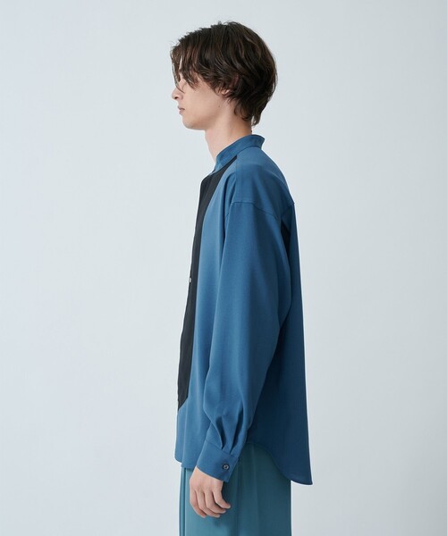 CITY TOKYO(シティトウキョウ)の「【洗える/シワ防止】LANAライクデザインシャツ リラックスフィット/異素材切り替えデザイン(シャツ/ブラウス・メンズ・グレイッシュベージュ/ブラック/ブルー・1/3/2)」の18枚目の写真