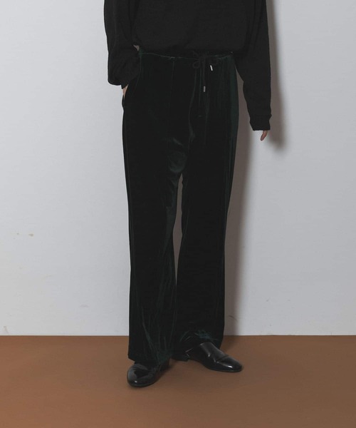 Couleur Meler(クルールメリー)の「Couleur Meler sakasa center tuck velour pants(その他パンツ・メンズ・グリーン系その他/ブラック・LARGE/MEDIUM)」の1枚目の写真