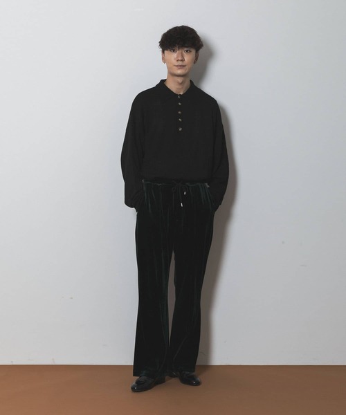 Couleur Meler(クルールメリー)の「Couleur Meler sakasa center tuck velour pants(その他パンツ・メンズ・グリーン系その他/ブラック・LARGE/MEDIUM)」の3枚目の写真