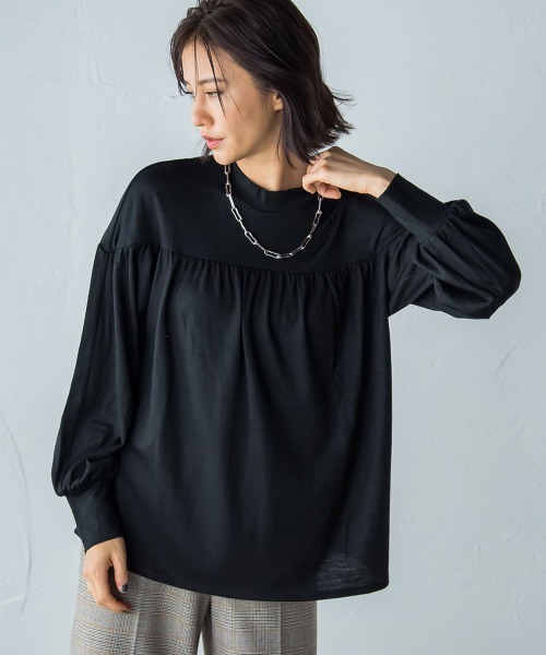 LAUTREAMONT(ロートレアモン)の「ウォッシャブルウールギャザーカットソー≪手洗い可能/WEB限定Lサイズ≫(Tシャツ/カットソー・レディース・ブラック/オフホワイト/グリーン・9号/11号)」の3枚目の写真