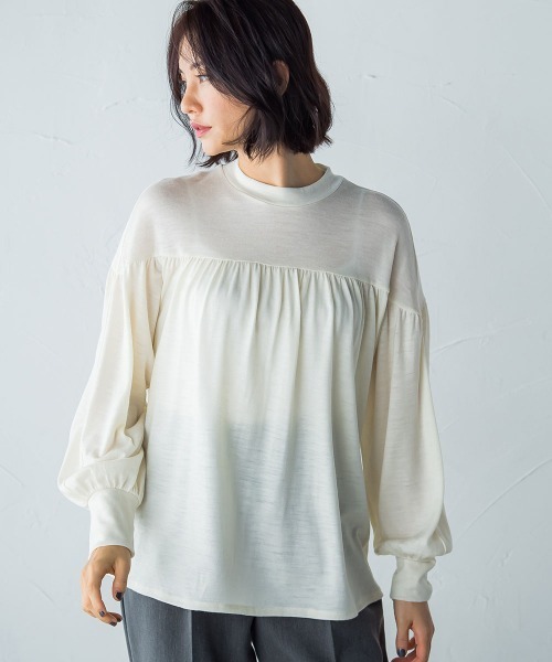 LAUTREAMONT(ロートレアモン)の「ウォッシャブルウールギャザーカットソー≪手洗い可能/WEB限定Lサイズ≫(Tシャツ/カットソー・レディース・ブラック/オフホワイト/グリーン・9号/11号)」の5枚目の写真