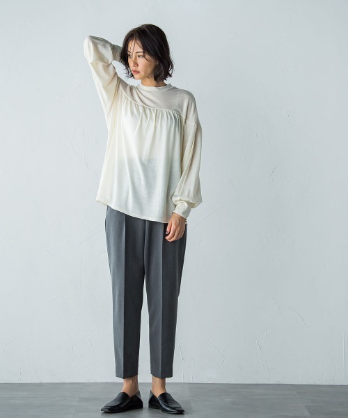LAUTREAMONT(ロートレアモン)の「ウォッシャブルウールギャザーカットソー≪手洗い可能/WEB限定Lサイズ≫(Tシャツ/カットソー・レディース・ブラック/オフホワイト/グリーン・9号/11号)」の12枚目の写真