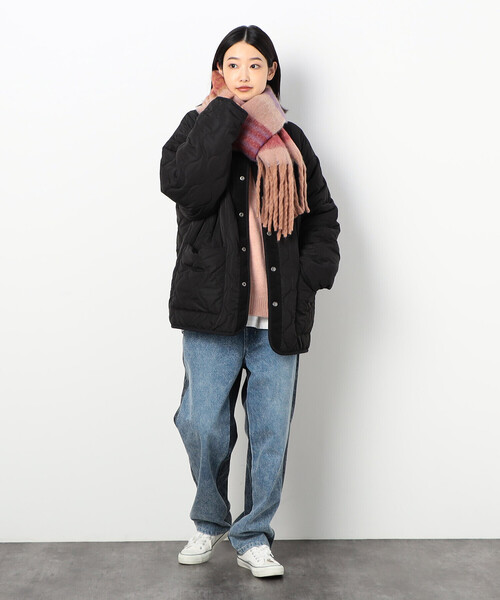 Purple&Yellow(パープルアンドイエロー)の「太フリンジ ボーダーストール(ストール/ショール・メンズ・ブラウン/パープル/ブラック・FREE)」の8枚目の写真