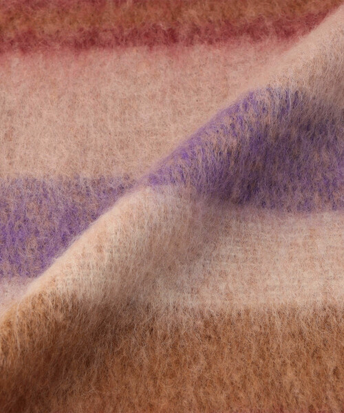 Purple&Yellow(パープルアンドイエロー)の「太フリンジ ボーダーストール(ストール/ショール・メンズ・ブラウン/パープル/ブラック・FREE)」の16枚目の写真