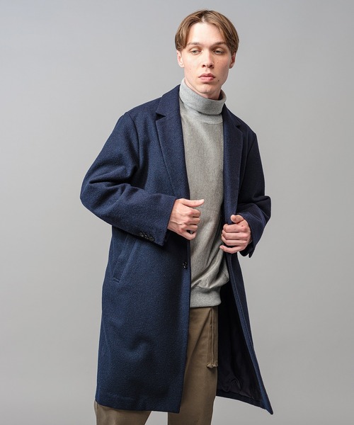 MR.OLIVE（ミスターオリーブ）の「MR.OLIVE ミスターオリーブ / SOFT WOOL MOSSER / CHESTERFIELD COAT ソフトウールモッサチェスターコート / M-223164（チェスターコート・メンズ・ブラック/ネイビー・SMALL/MEDIUM/LARGE）」の2枚目の写真