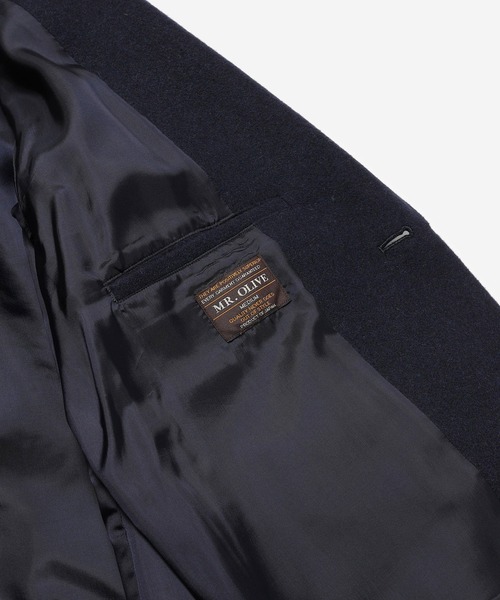 MR.OLIVE（ミスターオリーブ）の「MR.OLIVE ミスターオリーブ / SOFT WOOL MOSSER / CHESTERFIELD COAT ソフトウールモッサチェスターコート / M-223164（チェスターコート・メンズ・ブラック/ネイビー・SMALL/MEDIUM/LARGE）」の8枚目の写真