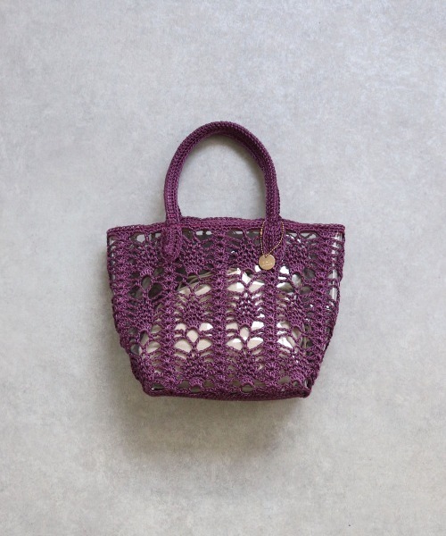 T・S・L（ティーエスエル）の「鍵編みPP×ビニールトートバッグ（トートバッグ・レディース・パープル/ベージュ/グリーン・FREE）」の3枚目の写真