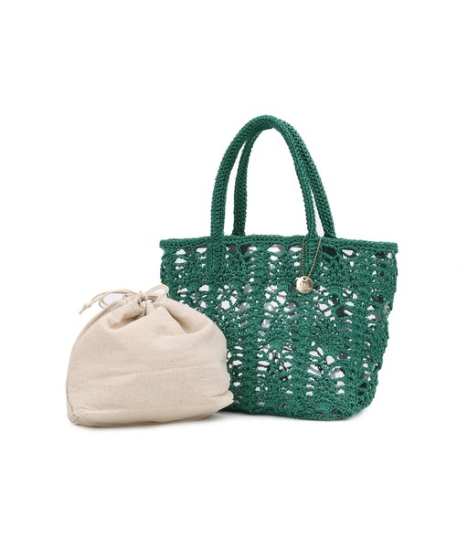 T・S・L（ティーエスエル）の「鍵編みPP×ビニールトートバッグ（トートバッグ・レディース・パープル/ベージュ/グリーン・FREE）」の14枚目の写真