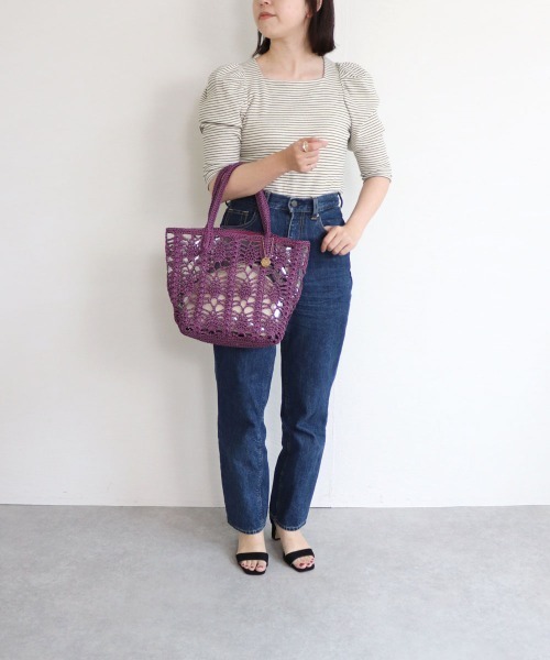 T・S・L（ティーエスエル）の「鍵編みPP×ビニールトートバッグ（トートバッグ・レディース・パープル/ベージュ/グリーン・FREE）」の11枚目の写真