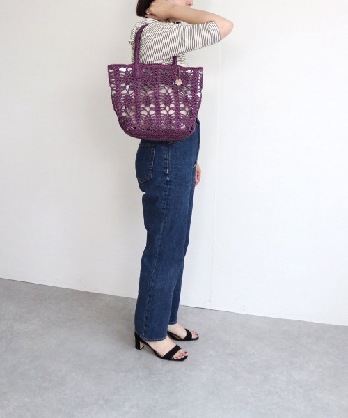 T・S・L（ティーエスエル）の「鍵編みPP×ビニールトートバッグ（トートバッグ・レディース・パープル/ベージュ/グリーン・FREE）」の10枚目の写真