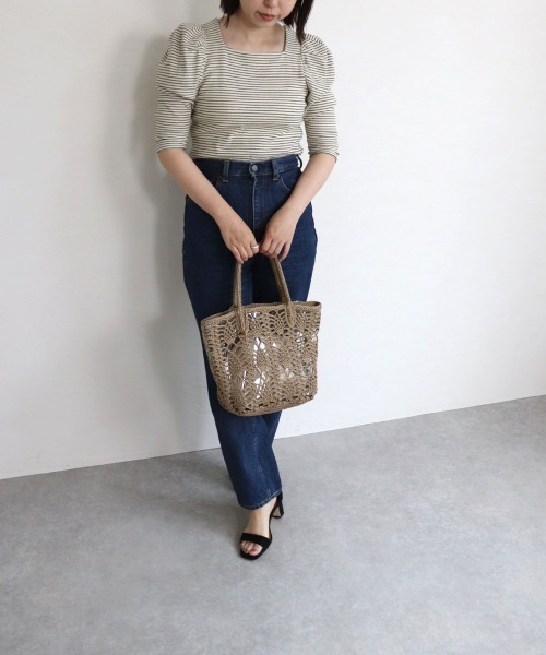 T・S・L（ティーエスエル）の「鍵編みPP×ビニールトートバッグ（トートバッグ・レディース・パープル/ベージュ/グリーン・FREE）」の4枚目の写真