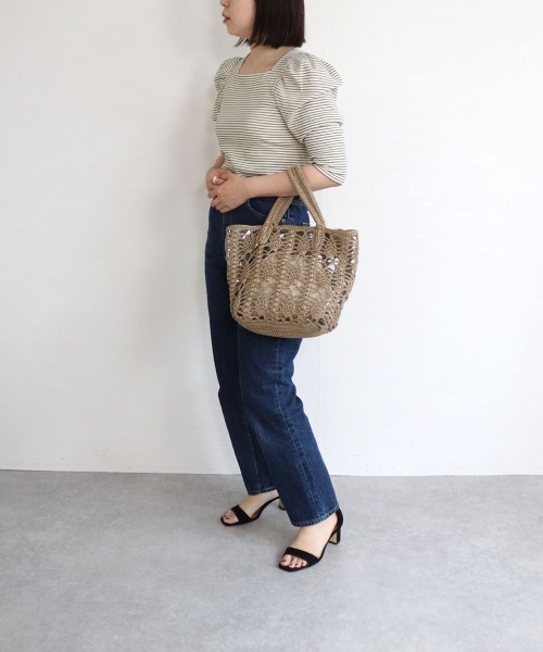 T・S・L（ティーエスエル）の「鍵編みPP×ビニールトートバッグ（トートバッグ・レディース・パープル/ベージュ/グリーン・FREE）」の5枚目の写真