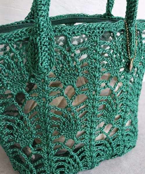 T・S・L（ティーエスエル）の「鍵編みPP×ビニールトートバッグ（トートバッグ・レディース・パープル/ベージュ/グリーン・FREE）」の21枚目の写真
