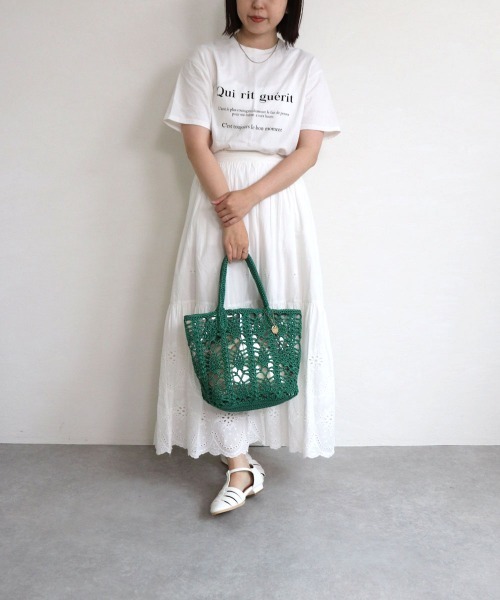 T・S・L（ティーエスエル）の「鍵編みPP×ビニールトートバッグ（トートバッグ・レディース・パープル/ベージュ/グリーン・FREE）」の7枚目の写真