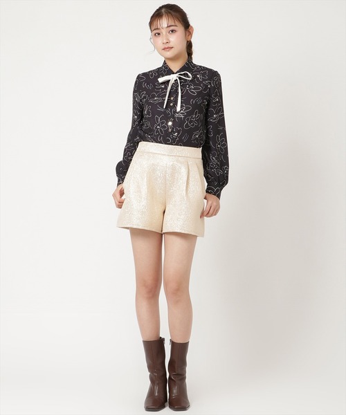 d.i.a ラメショートパンツ ジェイダ GYDA H/W LEFT HEMダメージデニムショートパンツ （BLU