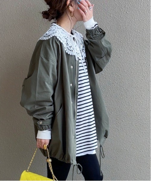 feepur by saya（フェピュールバイサヤ）の「【sayaコラボ】ショートモッズ（ミリタリージャケット・レディース・アイボリー/カーキ/ベージュ/ネイビー・MEDIUM）」の4枚目の写真