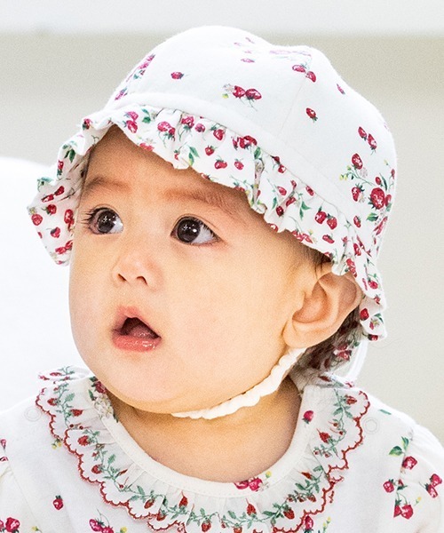 sense of wonder(センスオブワンダー)の「野イチゴフラワー帽子【日本製】(ハット・キッズ・キナリ・S/M/L)」の1枚目の写真