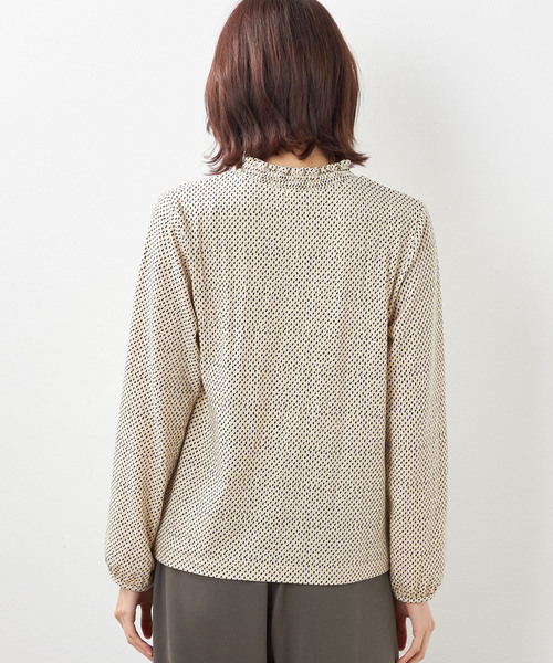 Petit Honfleur(プチオンフルール)の「★春アイテム★【裏起毛】フリルドットプリントプルオーバー(Tシャツ/カットソー・レディース・ネイビー/ベージュ/グリーン・M/L)」の7枚目の写真