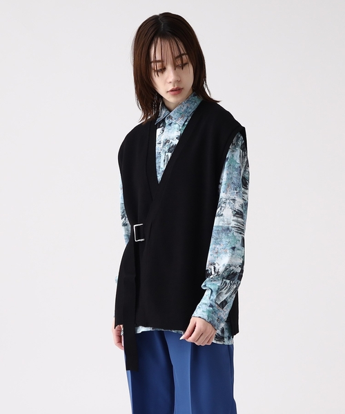 tk.TAKEO KIKUCHI（ティーケータケオキクチ）の「◆タイロッケンニットベスト（ベスト・レディース・ブラック/グレー・66）」の12枚目の写真