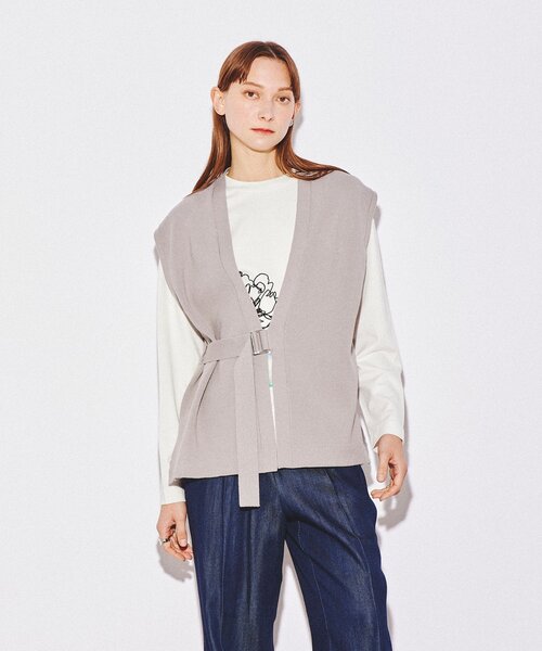 tk.TAKEO KIKUCHI（ティーケータケオキクチ）の「◆タイロッケンニットベスト（ベスト・レディース・ブラック/グレー・66）」の19枚目の写真