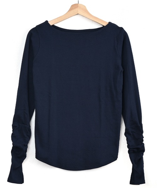 Felt-Maglietta(フェルトマリエッタ)の「ボートネック指穴くしゅくしゅ袖2wayカットソー(Tシャツ/カットソー・レディース・ネイビー/ライトグレー/オフホワイト/チャコールグレー/ブラック/グレイッシュベージュ/カーキ・MEDIUM/LARGE/XXX-LARGE/X-LARGE/XX-LARGE)」の12枚目の写真